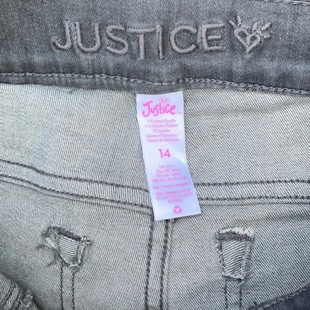 Take 50% OFF- Justice Girl's Pull-On Jean Leggings in Grey Wash Woven, Size-14